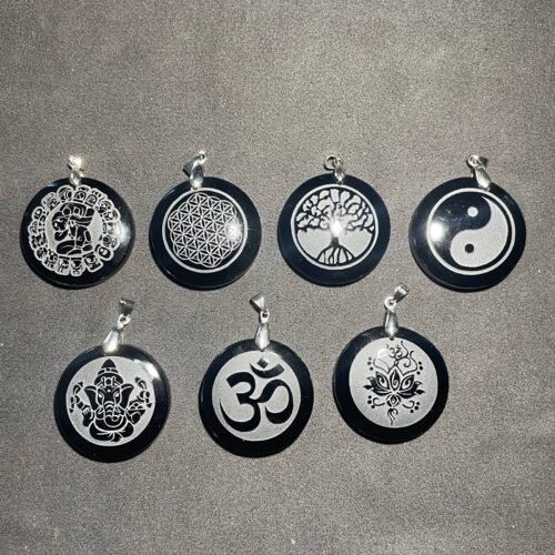 Pendentif symbole en Obsidienne noire