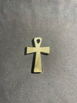 Croix d Hank en Obsidienne Doré
