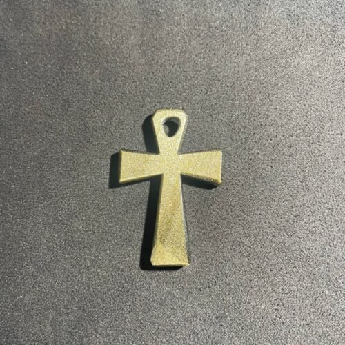 Croix d Hank en Obsidienne Doré