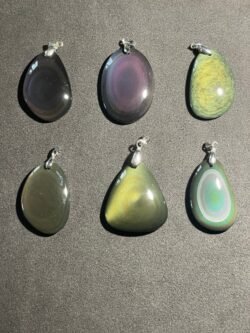 Pendentif Simple Face en Obsidienne Œil Céleste et Huichol