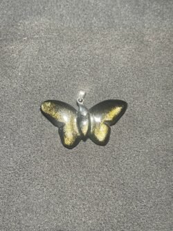 Papillon en Obsidienne Doré