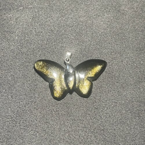 Papillon en Obsidienne Doré