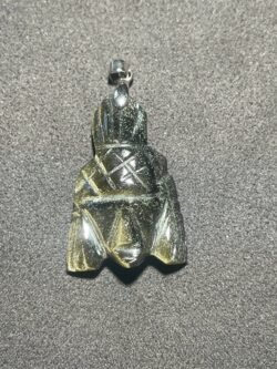 Masque Aztèque en Obsidienne Doré