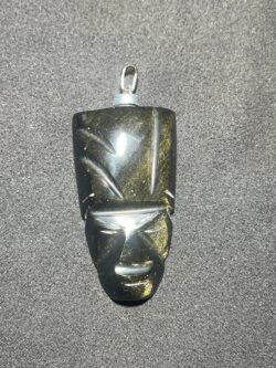 Masque Aztèque en Obsidienne Doré