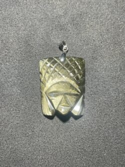 Masque Aztèque en Obsidienne Doré