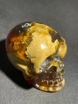 Crâne en Ambre Bleu