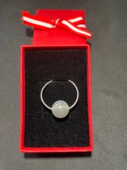 Solitaire Pierre de Lune Beige Chaîne Vénitienne en Acier Inoxydable