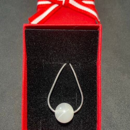 IMG_5162 Solitaire Pierre de Lune Blanche Chaîne Vénitienne en Acier Inoxydable