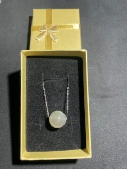 IMG_5552 Solitaire Pierre de Lune Grise Chaîne en Métal Argenté