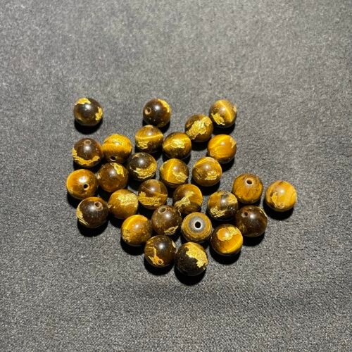 Perle 8 mm Œil de Tigre Mantra Or d Afrique du Sud