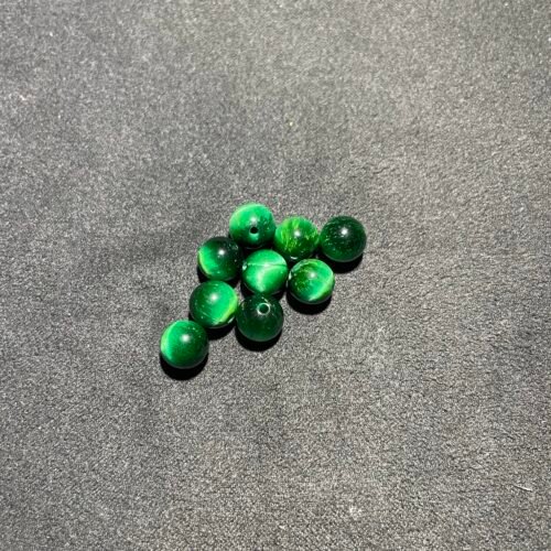 Perle 8 mm Oeil de Tigre Teinté Vert d Afrique du Sud