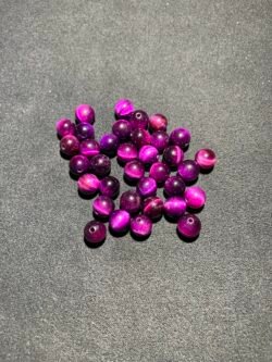 Perle 8 mm Œil de Tigre Teinté Violet d Afrique du Sud