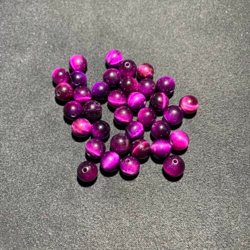 Perle 8 mm Œil de Tigre Teinté Violet d Afrique du Sud