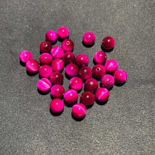 Perle 8 mm Œil de Tigre Teinté Rose d Afrique du Sud