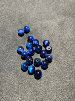 Perle 8 mm Œil de Tigre Teinté Bleu d Afrique du Sud