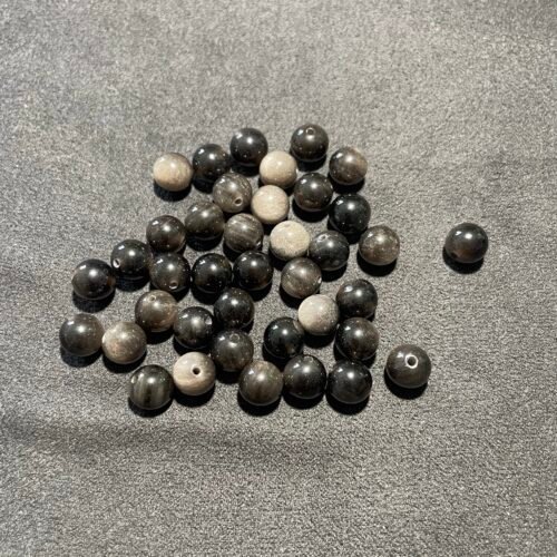 Perle 8 mm Obsidienne Argenté du Mexique