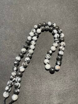 Perle 6 mm Obsidienne Neige du Mexique