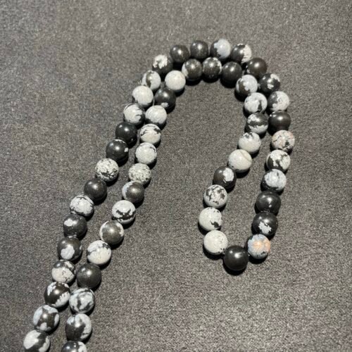 Perle 6 mm Obsidienne Neige du Mexique