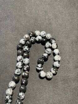 Perle 8 mm Obsidienne Neige du Mexique