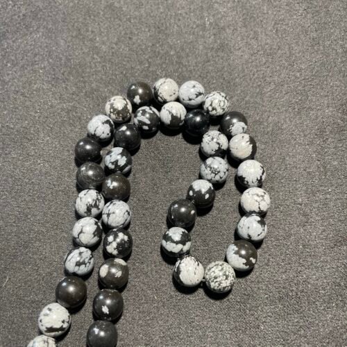 Perle 8 mm Obsidienne Neige du Mexique