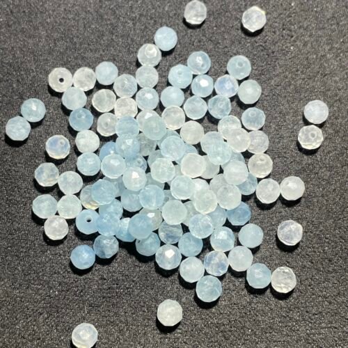 Perle Faceté 4 mm Aigue Marine du Brésil