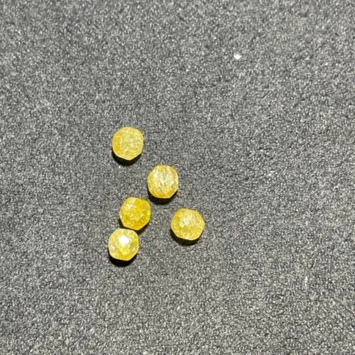 Perle Faceté 4 mm Cristale de Roche Craquelé Jaune du Brésil