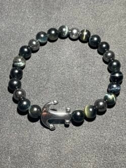 Bracelet Ancre Marine Œil de Faucon de Qualité