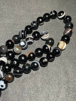 Perles 8 mm Agate de Feu Noire