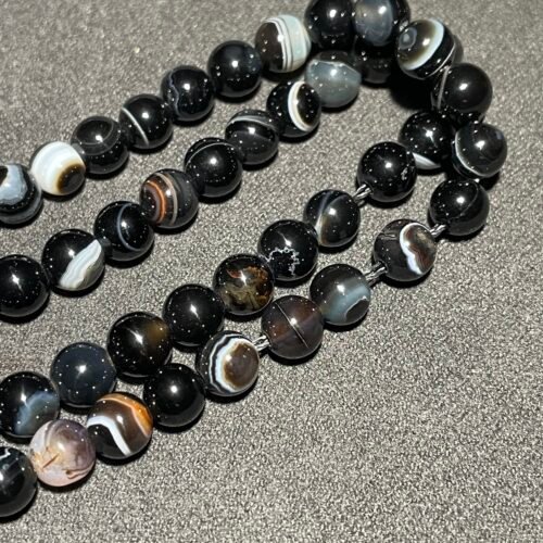 Perle 6 mm Agate de Feu Noire