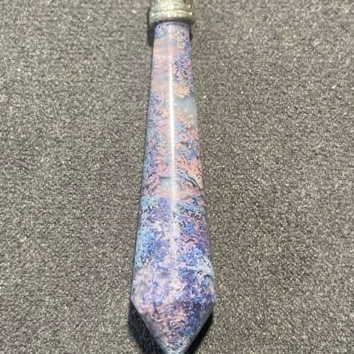 Pendentif Pendule en Agate Mousse Teinté Violet/Bleu d Indonésie