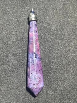 Pendentif Pendule en Agate Mousse Teinté Violet/Mauve