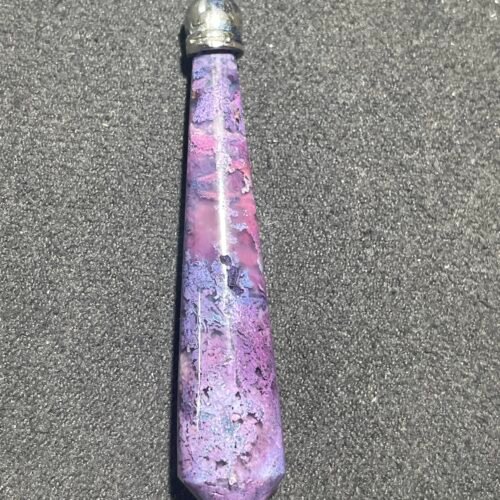 Pendentif Pendule en Agate Mousse Teinté Violet/Mauve