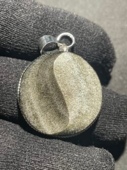 Yin Yang en Obsidienne Argenté