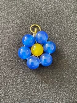 Fleur en Agate Bleu et Agate Jaune