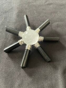 IMG_7965 Concentrateur d Énergie en Tourmaline Noire et Sphère Cristal de Roche