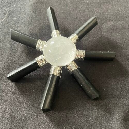 Concentrateur d Énergie en Tourmaline Noire et Sphère Cristal de Roche