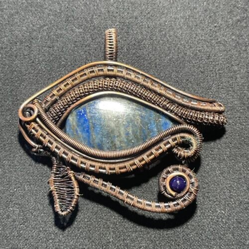 Pendentif Œil d Horus au Fil de Cuivre et Lapis Lazuli Naturel