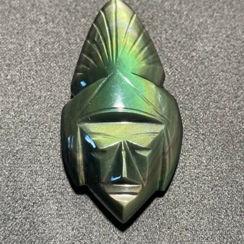Pendentif Masque Maya en Obsidienne Œil Céleste