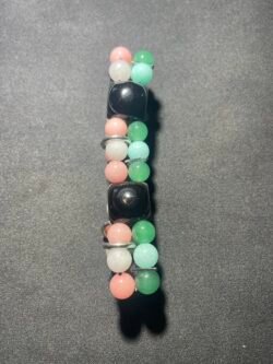 IMG_9233 Bracelet Double en Onyx, jade, Morganite et Aventurine Verte