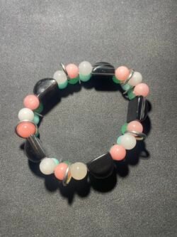 IMG_9234 Bracelet Double en Onyx, jade, Morganite et Aventurine Verte