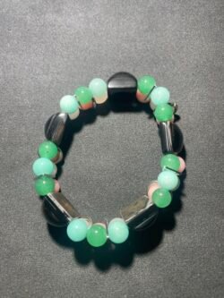 IMG_9235 Bracelet Double en Onyx, jade, Morganite et Aventurine Verte
