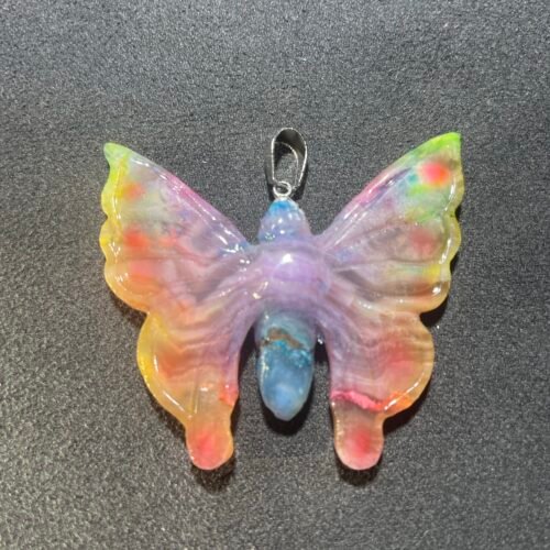 IMG_9430 Pendentif Papillon en Agate Plume Blanche Teinté